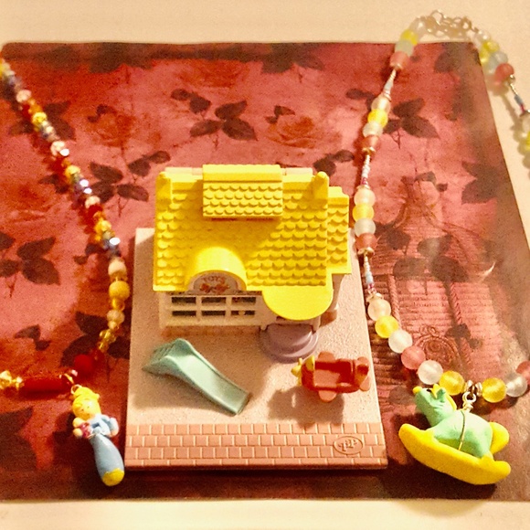 1993 Polly Pocket Toy Shop, Doll and Rocking Horse Beaded Necklaces - Picture 1 of 7